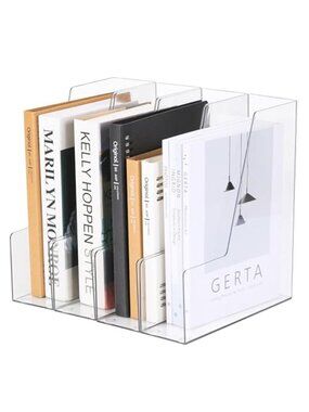 Acrylic Desk File Organizer Clear Vertical Magazine Holder Office Storage